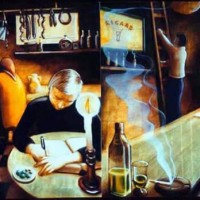 Bistro murals on gold leaf ~ St Johns Wood, London